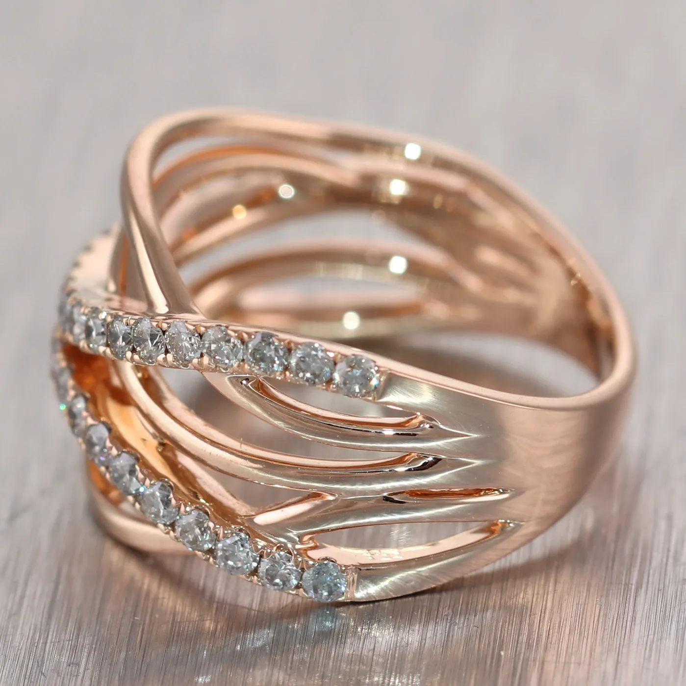 LeVian 14k Rose Gold 1ctw Diamond Wave Ring
