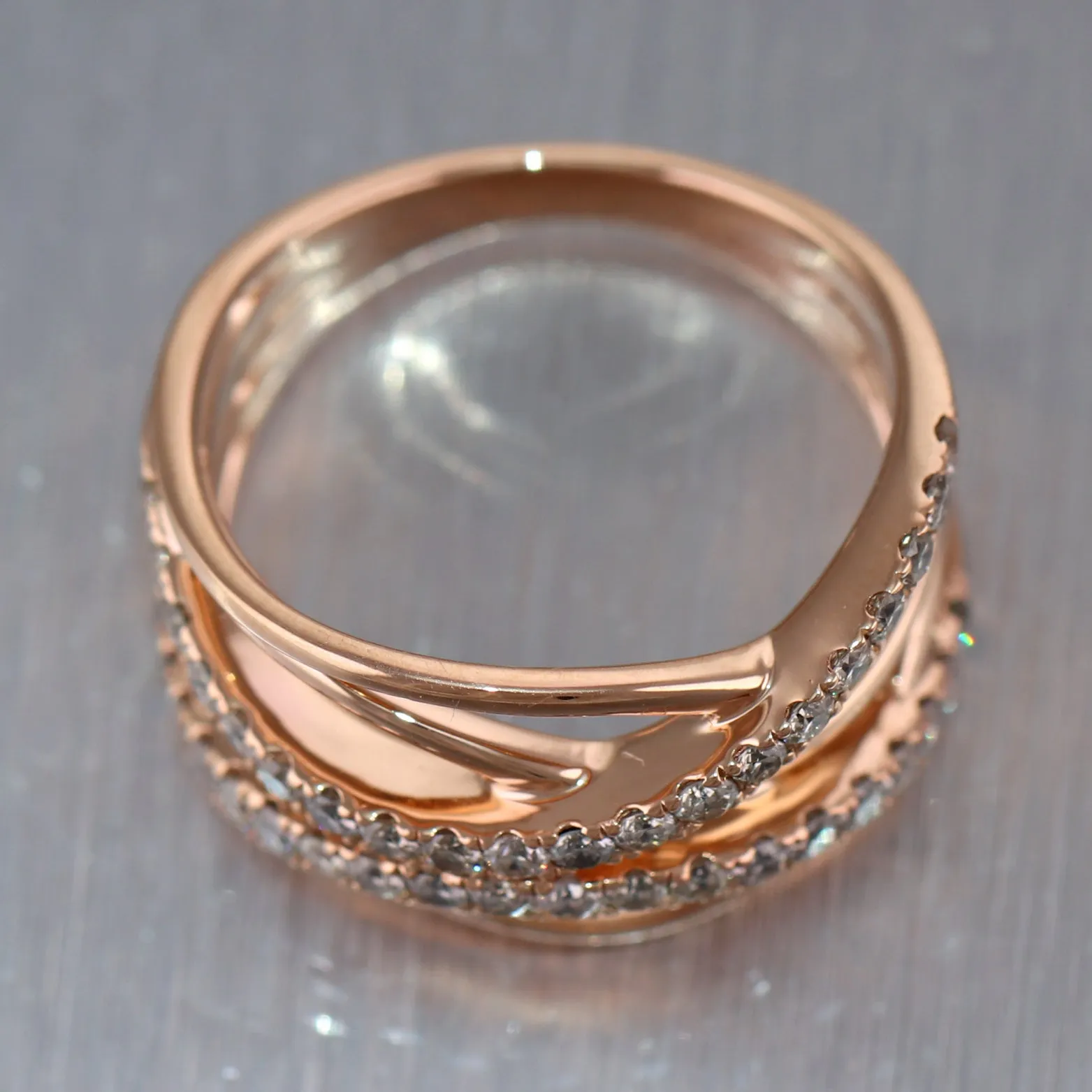 LeVian 14k Rose Gold 1ctw Diamond Wave Ring