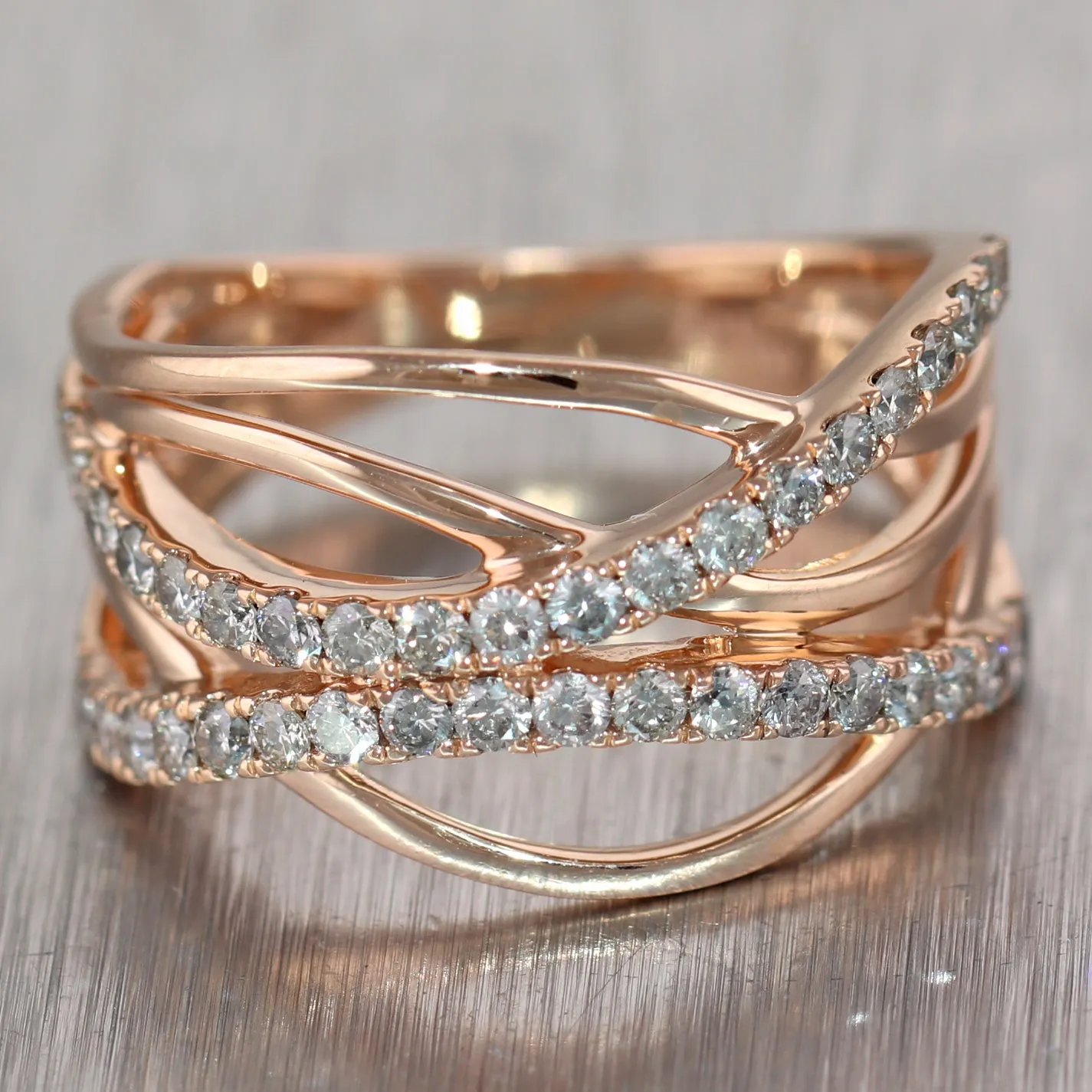 LeVian 14k Rose Gold 1ctw Diamond Wave Ring