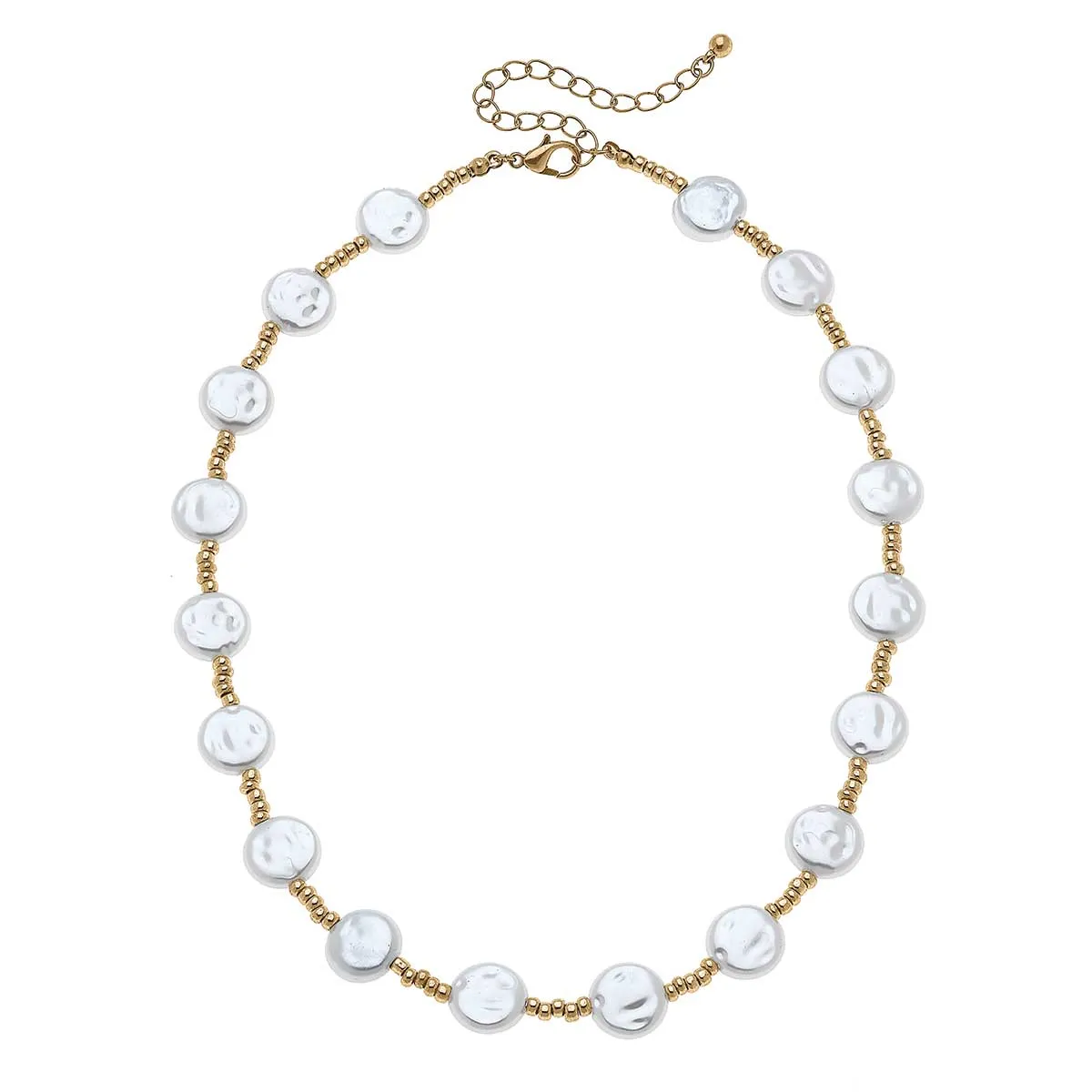 Lexington Coin Pearl & Seed Bead Necklace in Ivory