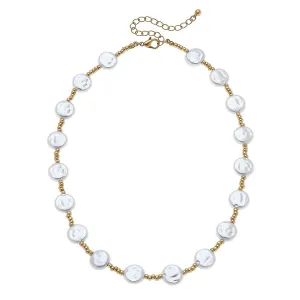 Lexington Coin Pearl & Seed Bead Necklace in Ivory