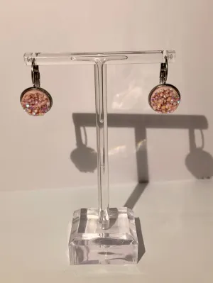 Light Pink Natural Ore Style Sleeper Earring
