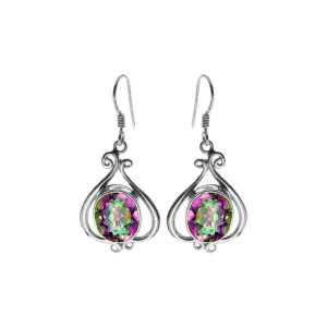 Lola elaborate wirework with oval mystic topaz earrings