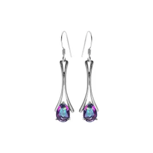 Lola split bar earrings with teardrop mystic topaz