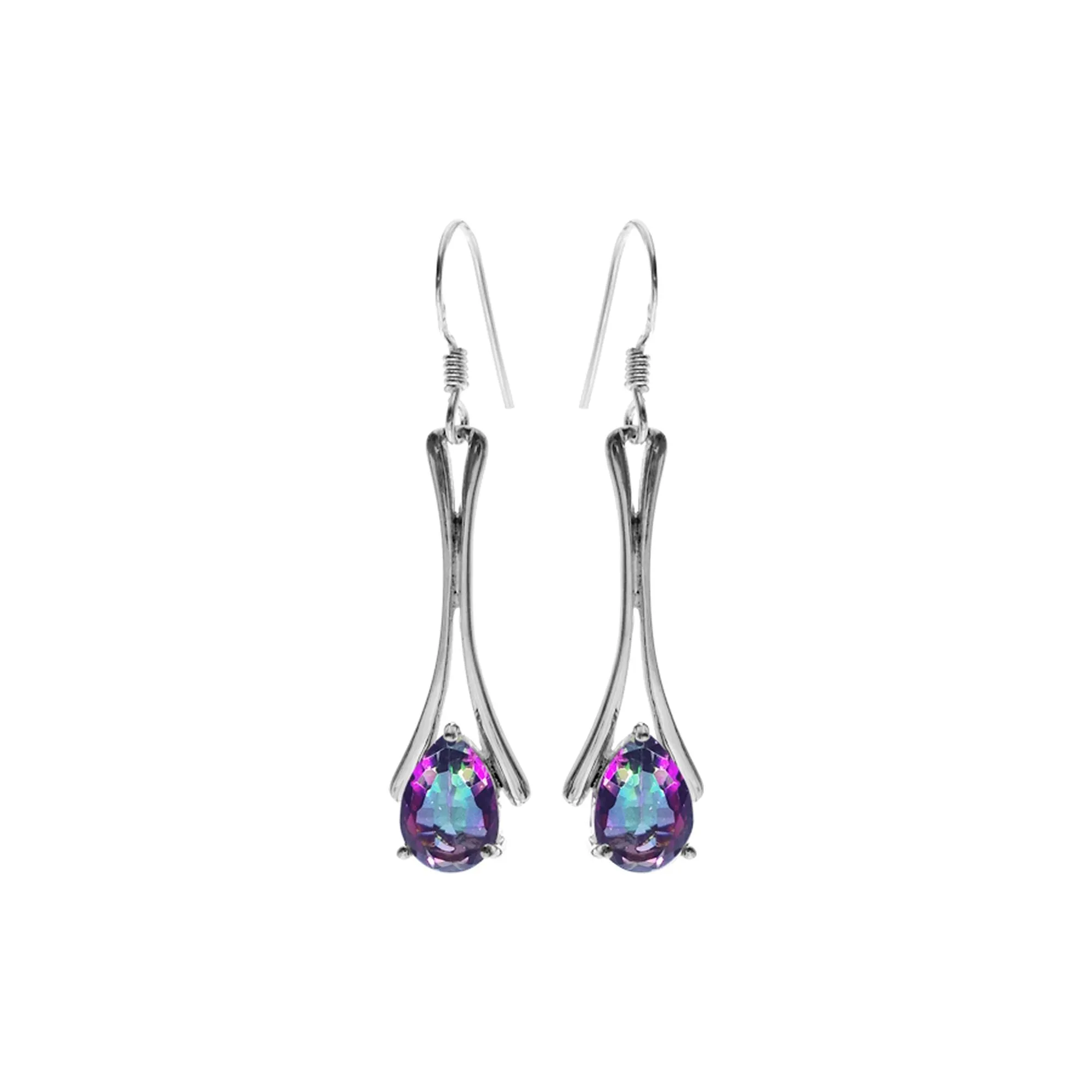 Lola split bar earrings with teardrop mystic topaz