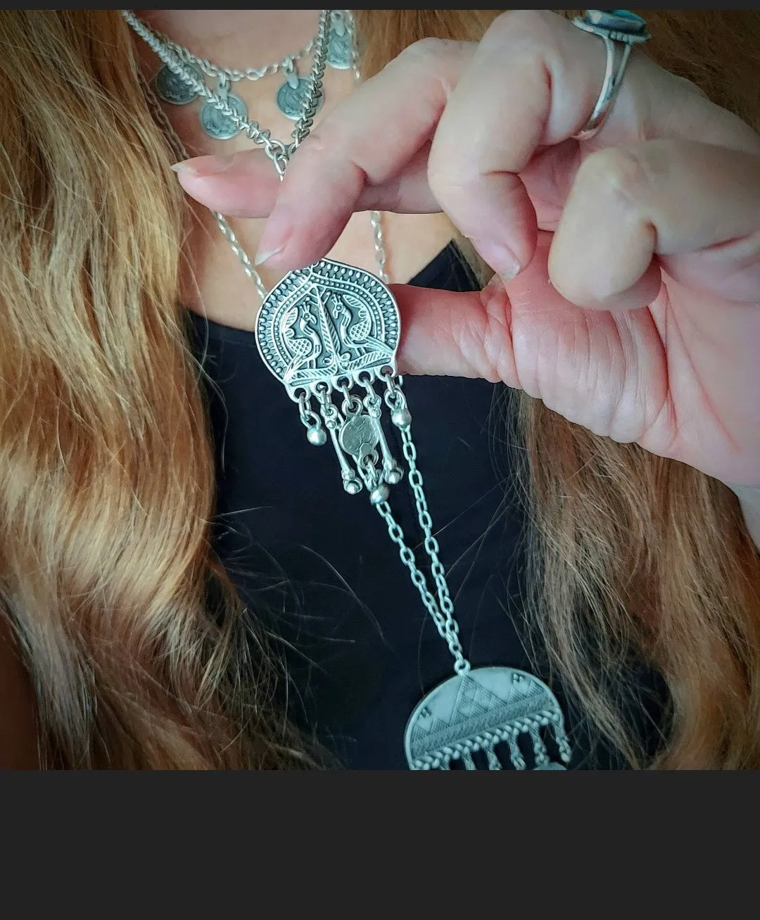 Long Peacock Coin Necklace