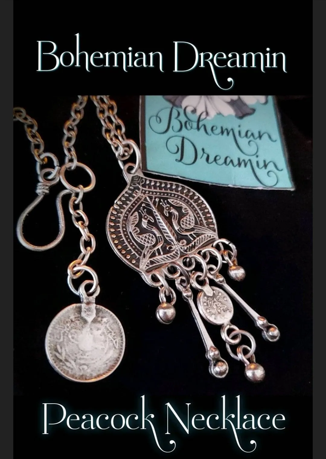 Long Peacock Coin Necklace