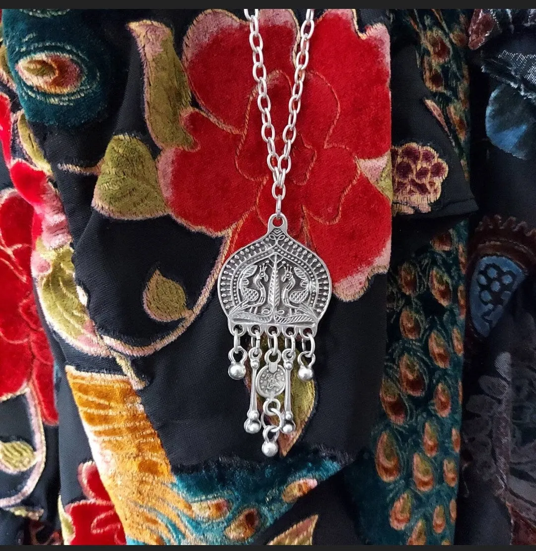 Long Peacock Coin Necklace