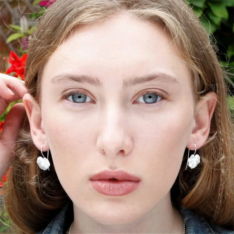 Lotus Petal Flower Stud Earrings For Women Party Gift Jewelry