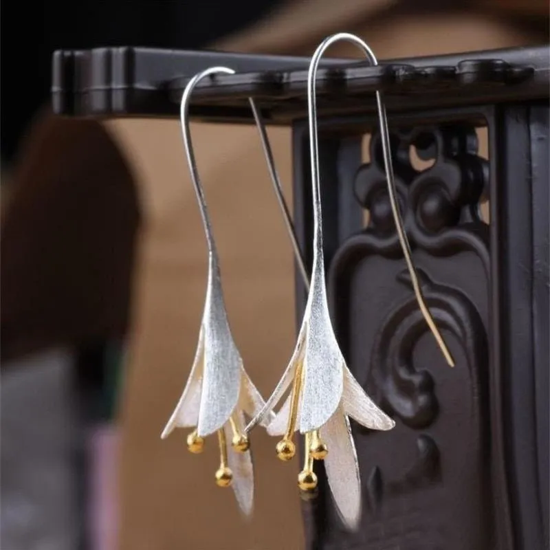 Lotus Petal Flower Stud Earrings For Women Party Gift Jewelry