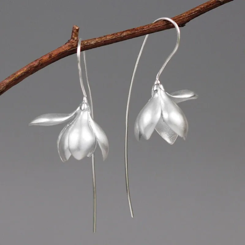 Lotus Petal Flower Stud Earrings For Women Party Gift Jewelry