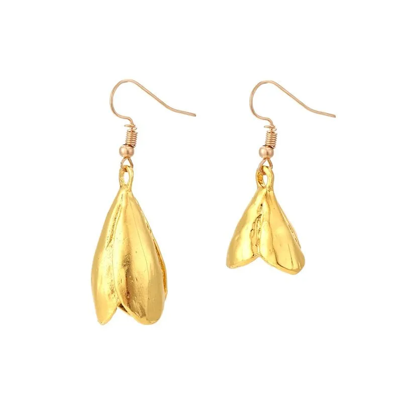 Lotus Petal Flower Stud Earrings For Women Party Gift Jewelry