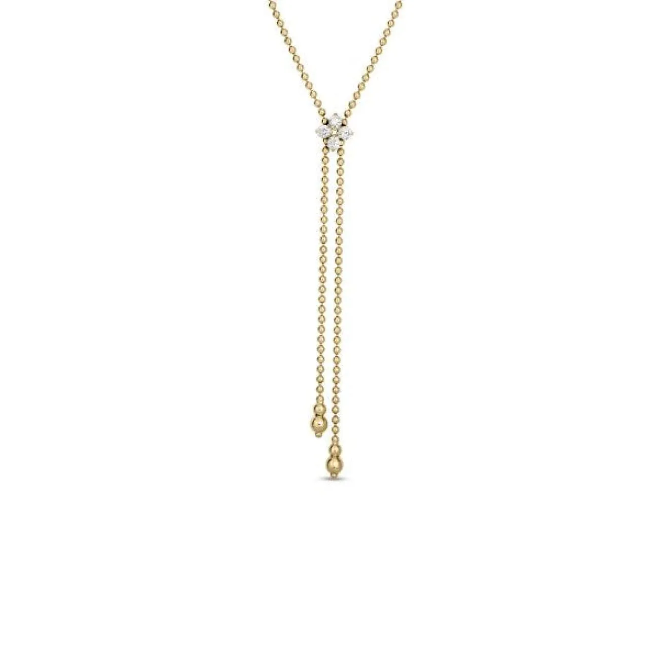 Love In Verona 18K Yellow Gold Diamond Flower Lariat Necklace