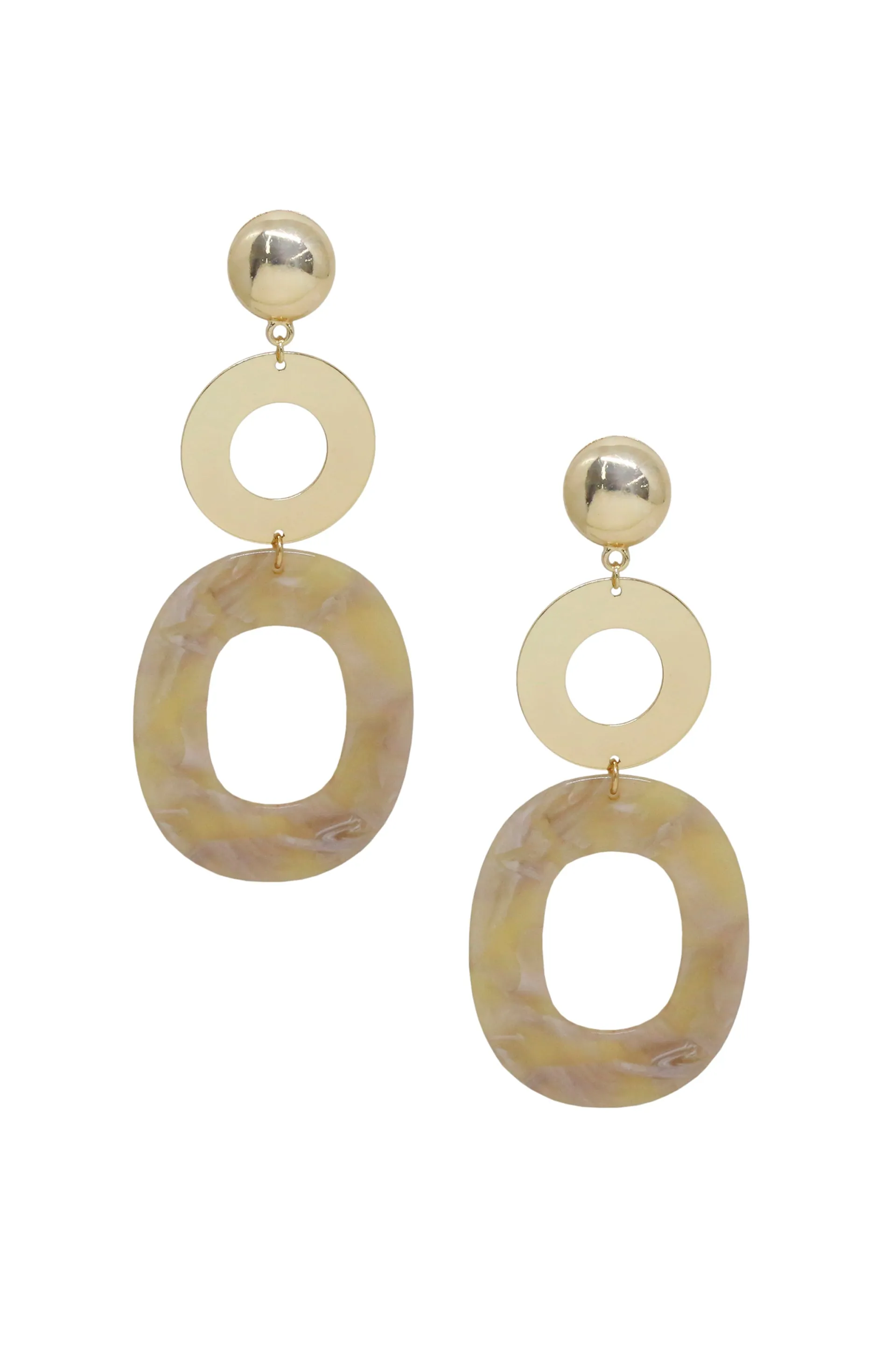 Lovely Resin Drop 18k Gold Plated Earrings
