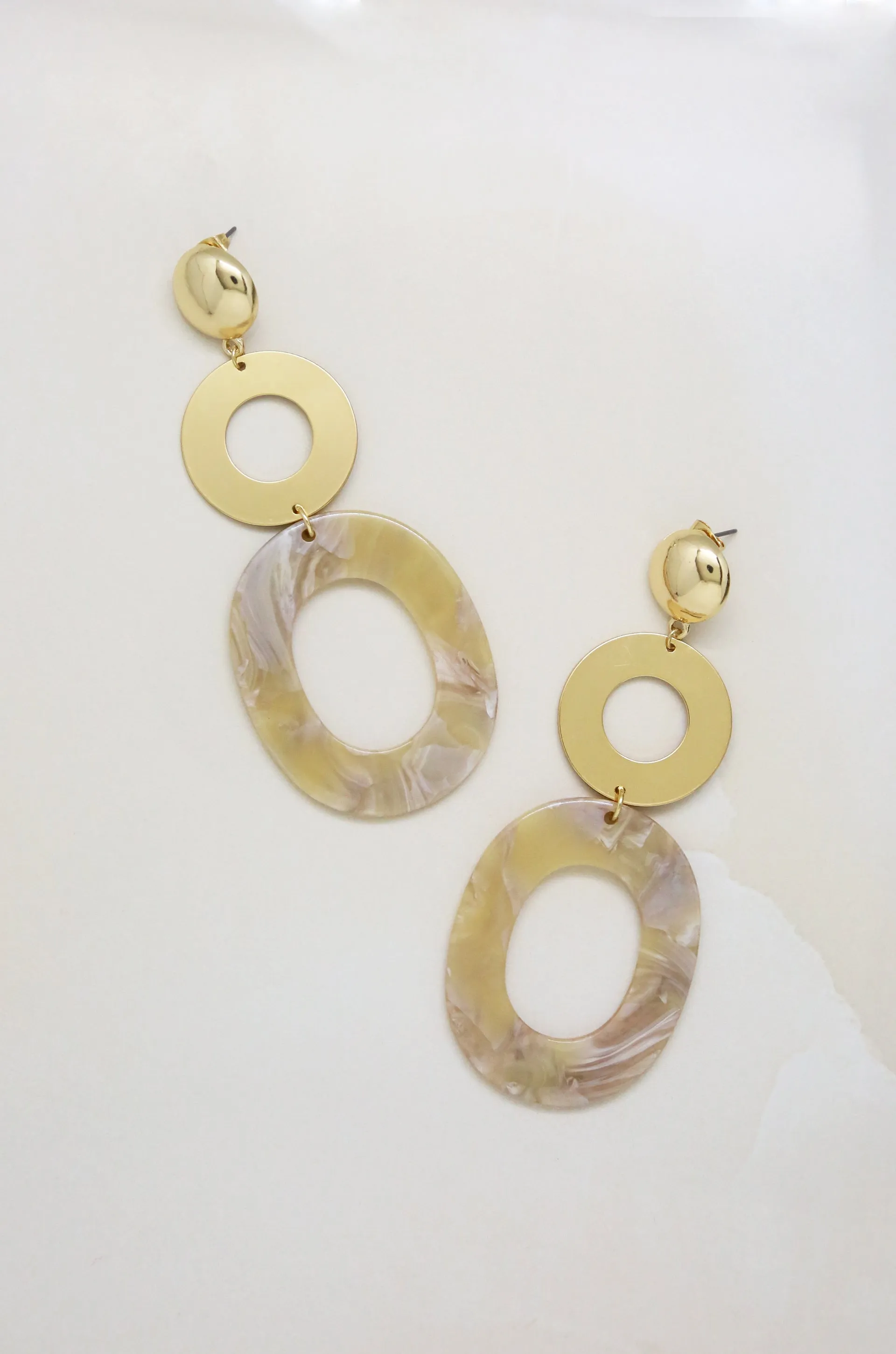 Lovely Resin Drop 18k Gold Plated Earrings