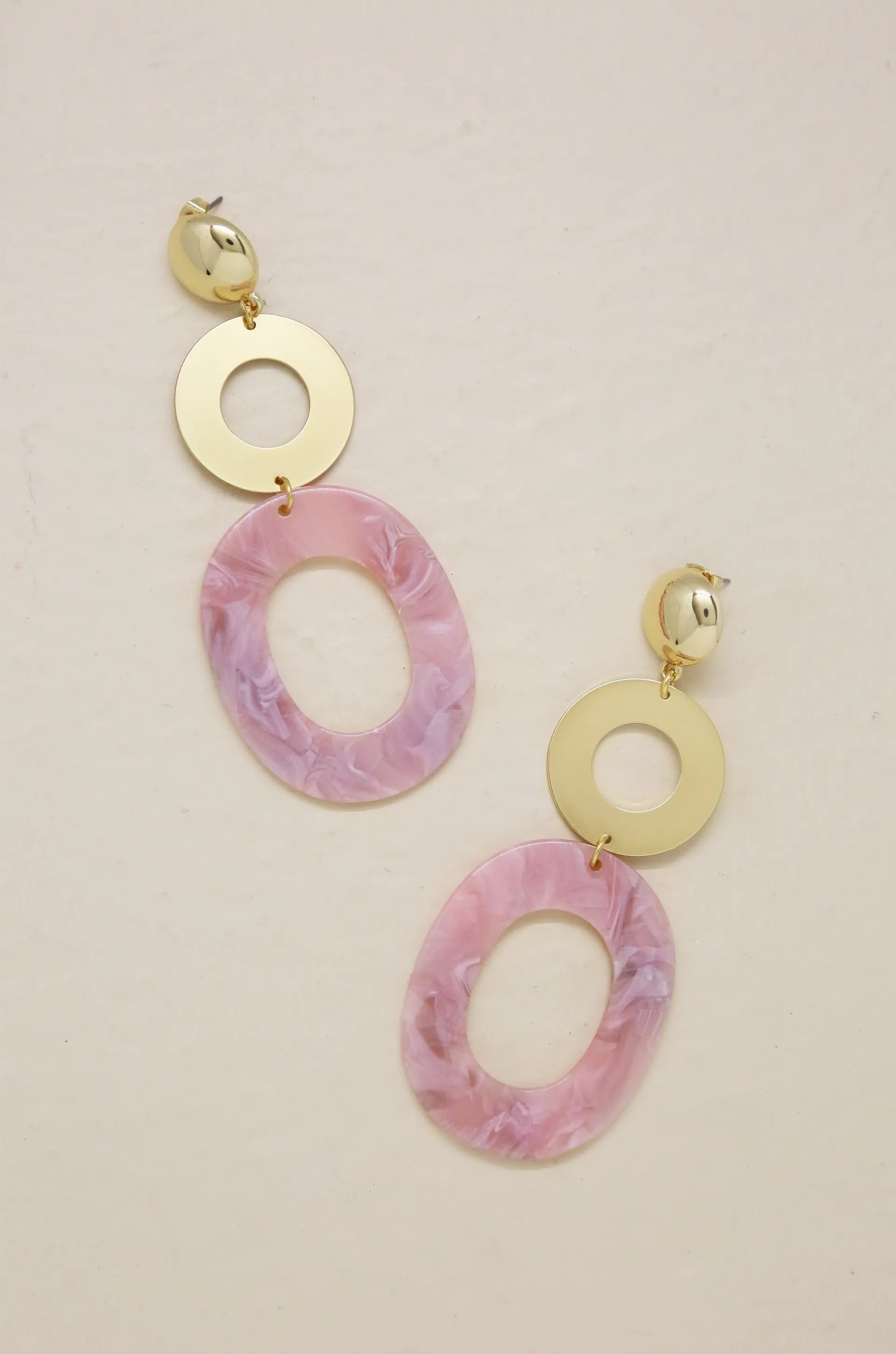 Lovely Resin Drop 18k Gold Plated Earrings
