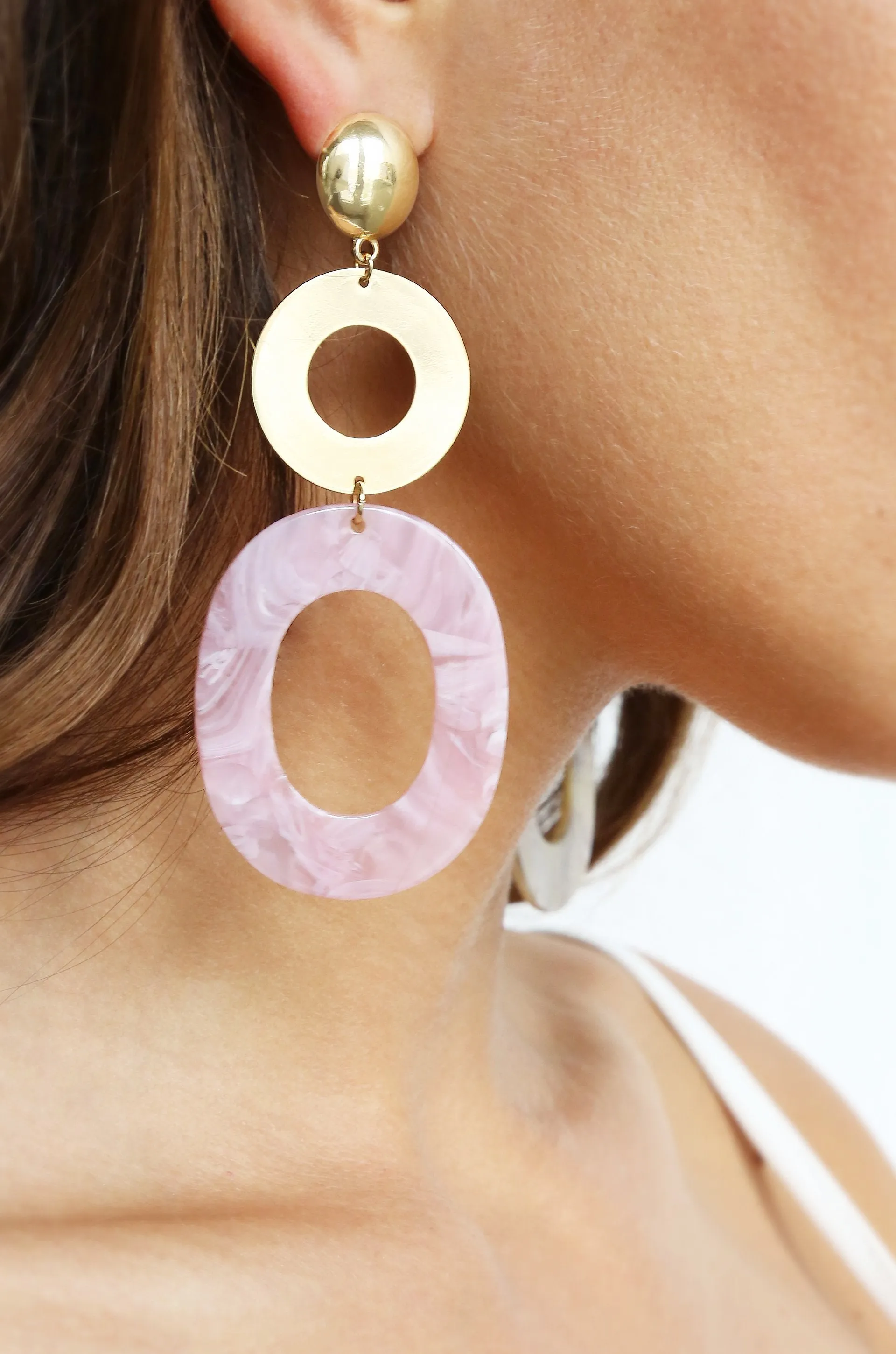 Lovely Resin Drop 18k Gold Plated Earrings