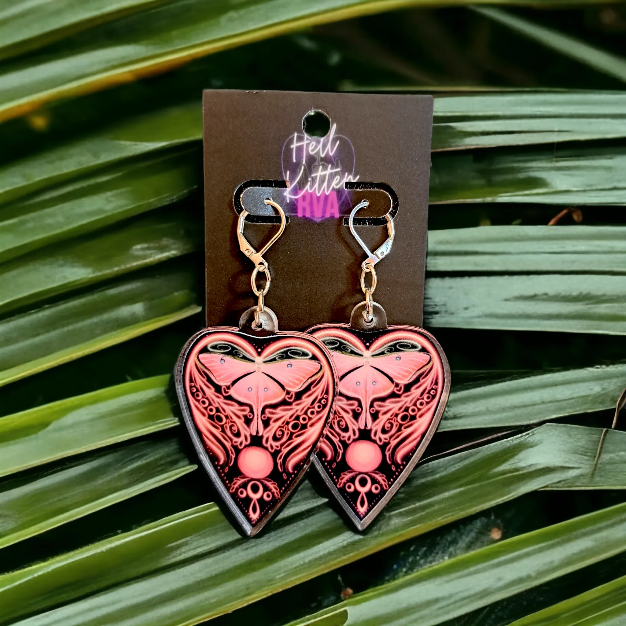 Luna Moth Ouija Acrylic Dangles Salmon (Earrings)