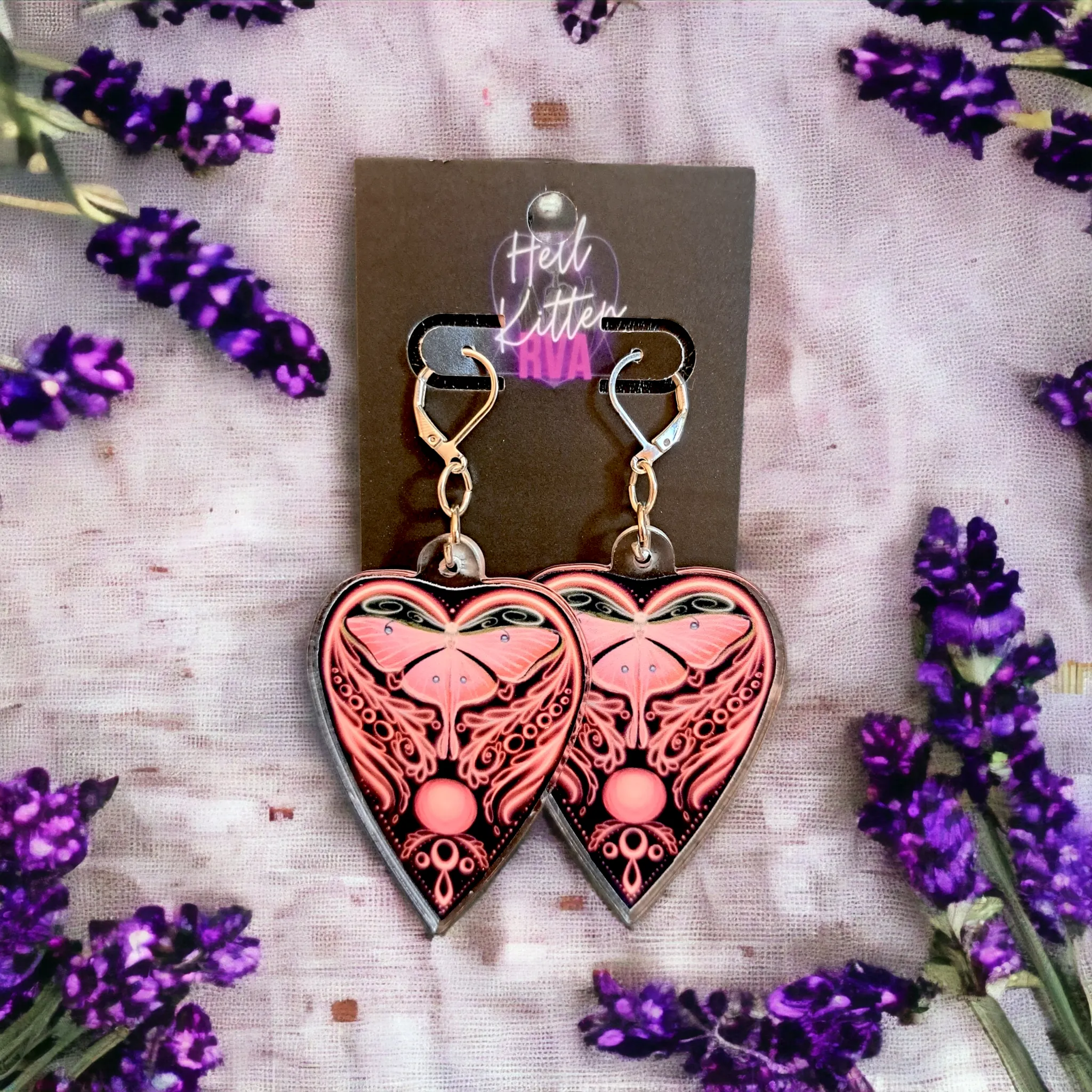 Luna Moth Ouija Acrylic Dangles Salmon (Earrings)