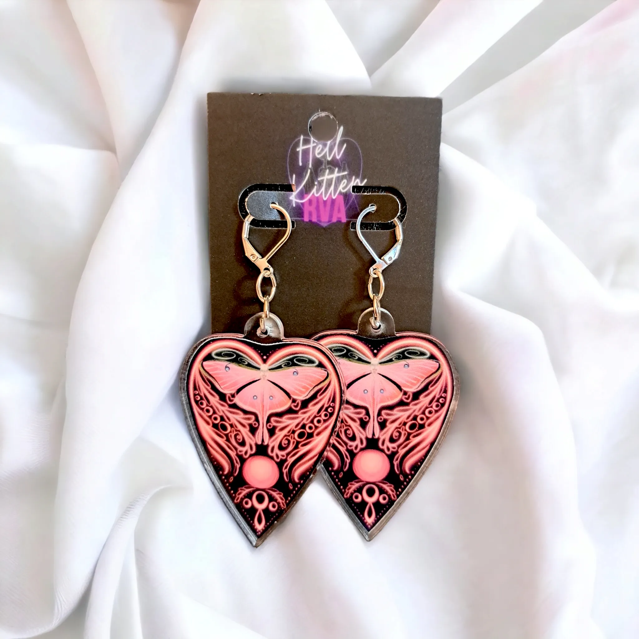 Luna Moth Ouija Acrylic Dangles Salmon (Earrings)