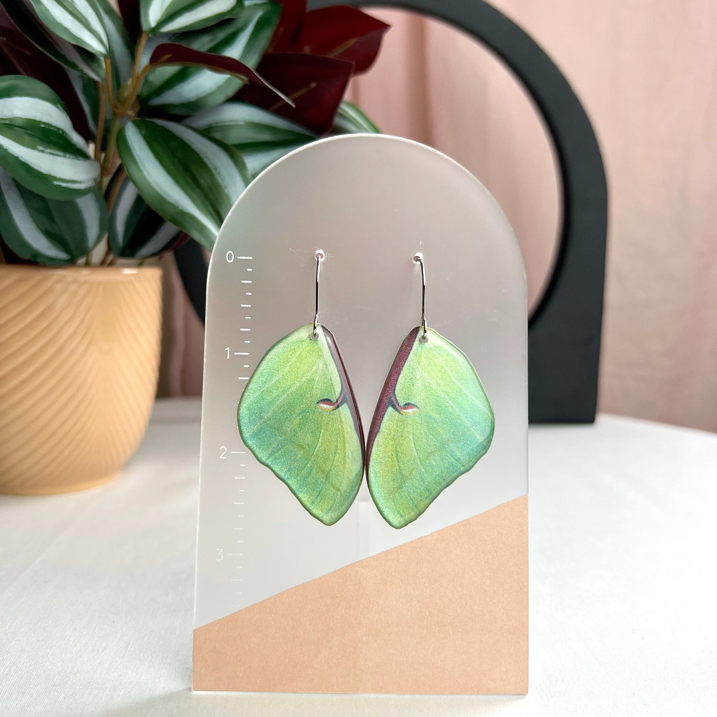 Luna Moth Wing Earrings (F) Top Wings