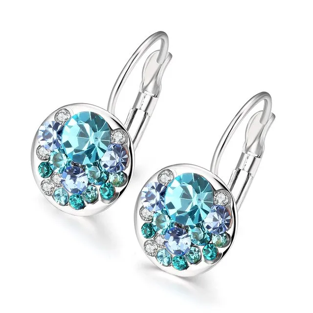Luxury Blue Stud Earrings For Women  Anniverssary Jewelry Gift