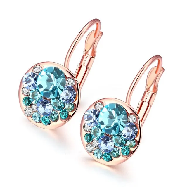 Luxury Blue Stud Earrings For Women  Anniverssary Jewelry Gift