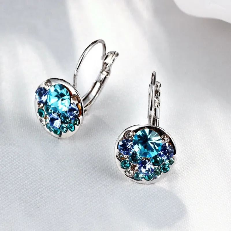Luxury Blue Stud Earrings For Women  Anniverssary Jewelry Gift