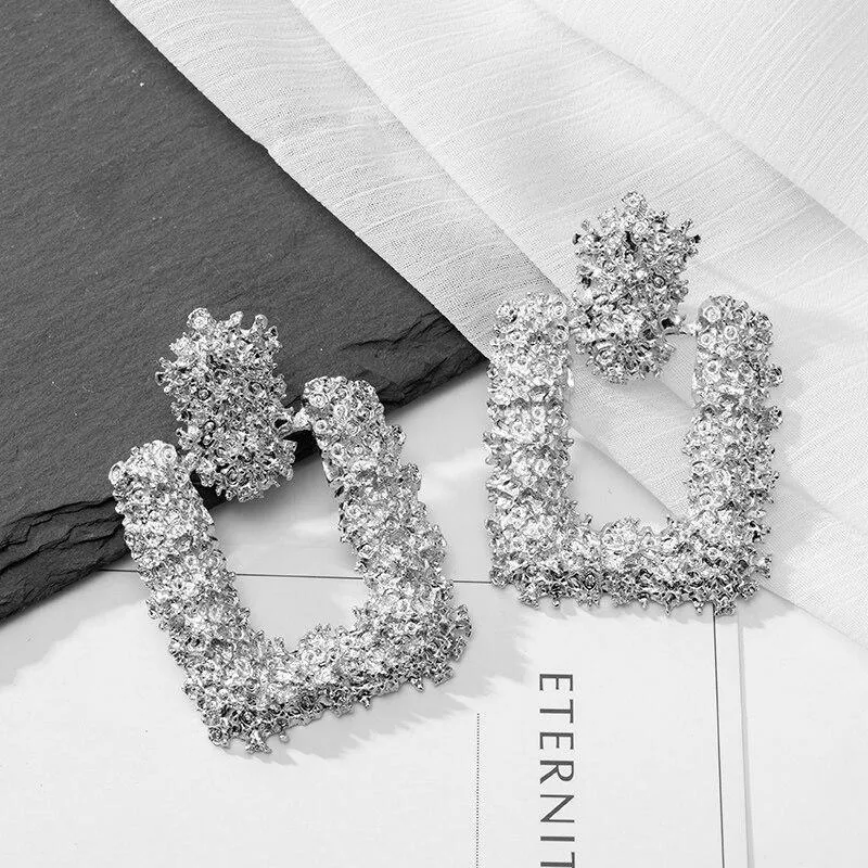 Luxury Diamond SHiny Fashion Statement Earrings Large Geometric Earrings For Women Hanging Dangle Earrings