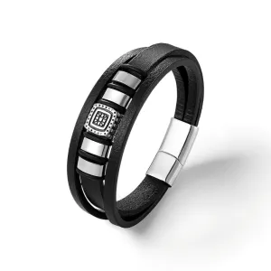 Magnetic Clasp Men Braided Leather Bracelets
