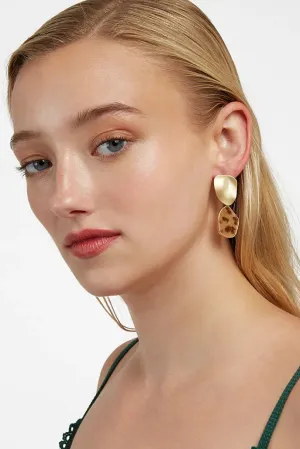 Malachi Matte Gold and Leopard Drop Earrings