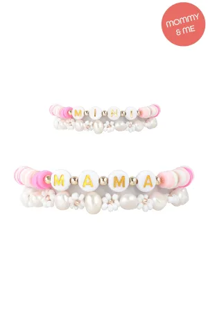 Mama & Mini FIMO Flower Bracelet Set Pink - Pack of 6