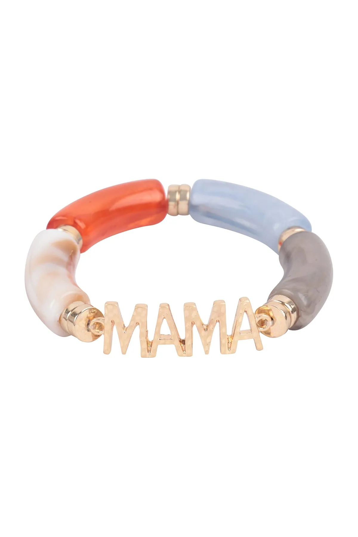 Mama Tubular Beads Resin Stretch Bracelet Dark Multicolor - Pack of 6