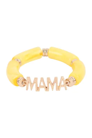 Mama Tubular Beads Resin Stretch Bracelet Yellow - Pack of 6