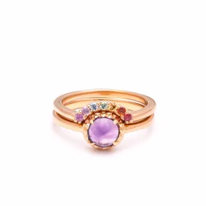 MATRIX HALO UNION (No.3) | 14K GOLD | AMETHYST | RAINBOW SAPPHIRES