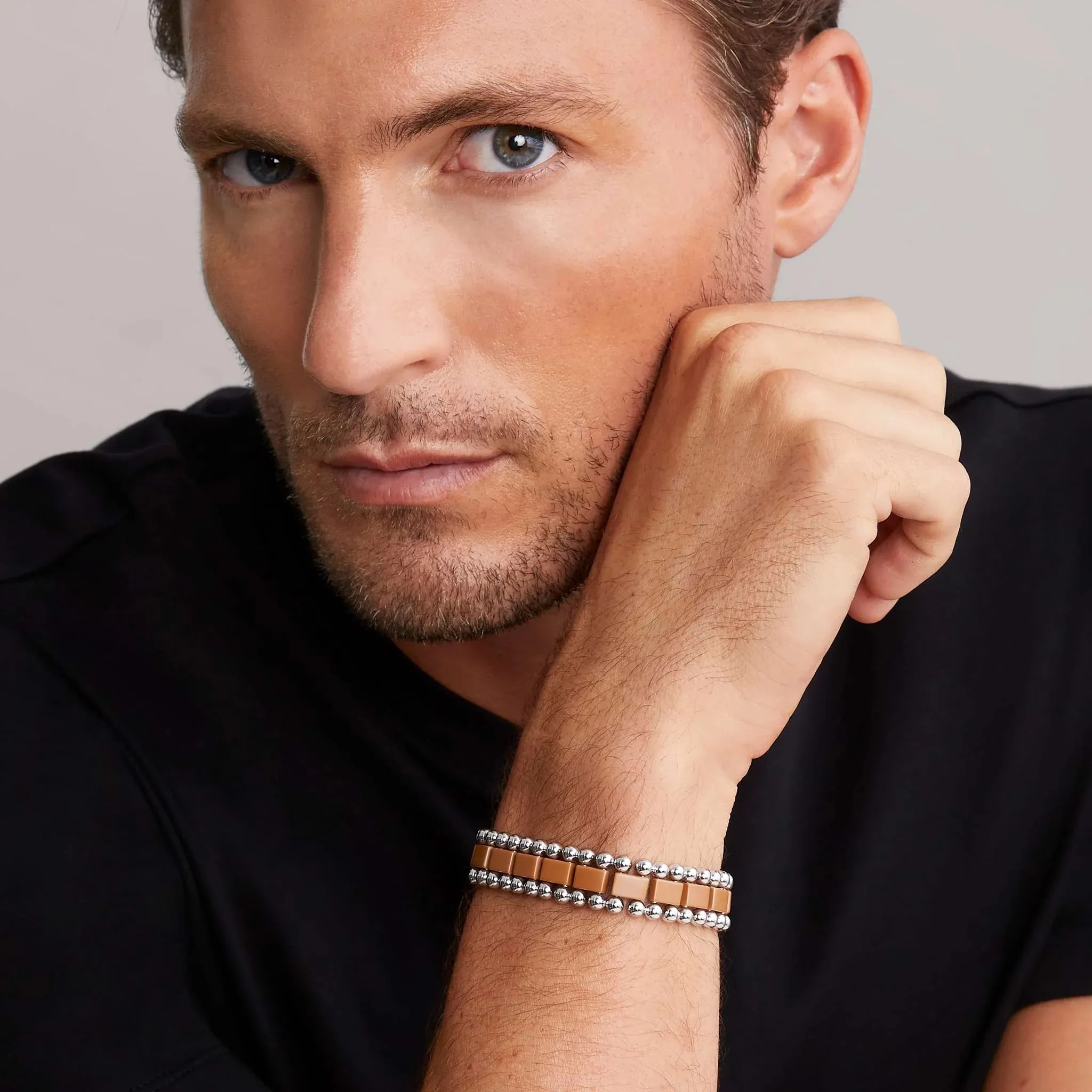 Matte Tan Ceramic Link Bracelet | 15mm