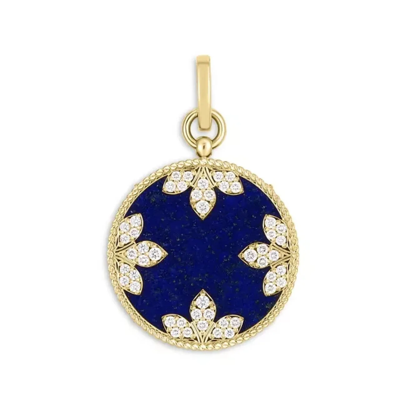 Medallion 18K Yellow Gold Charms Lapis & Diamond Necklace