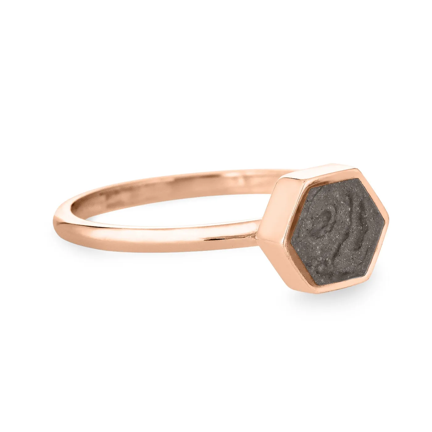 Medium Hexagon Stacking Cremation Ring in 14K Rose Gold