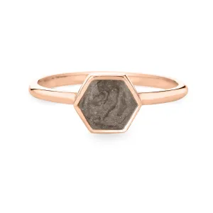 Medium Hexagon Stacking Cremation Ring in 14K Rose Gold