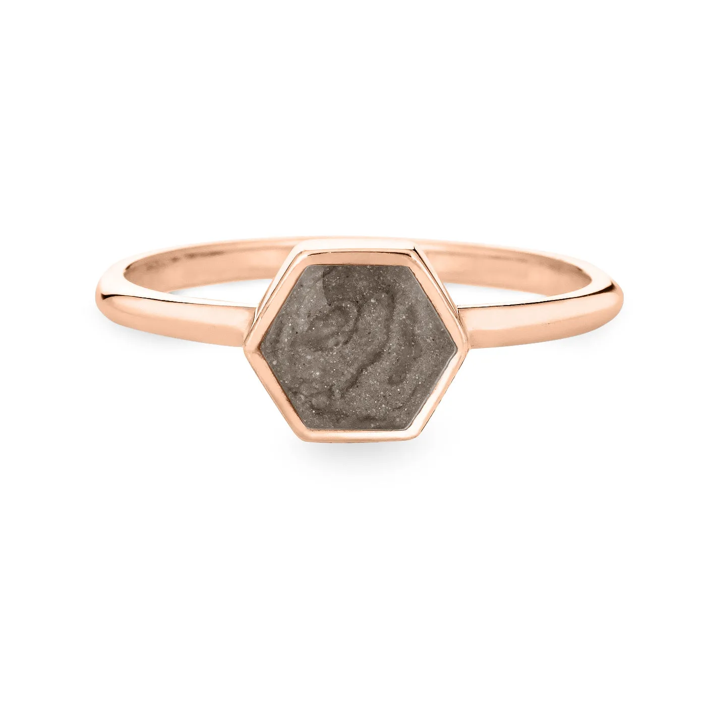 Medium Hexagon Stacking Cremation Ring in 14K Rose Gold