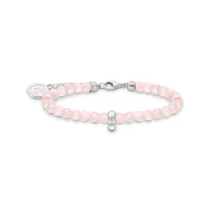 Member charm bracelet with rose quartz beads