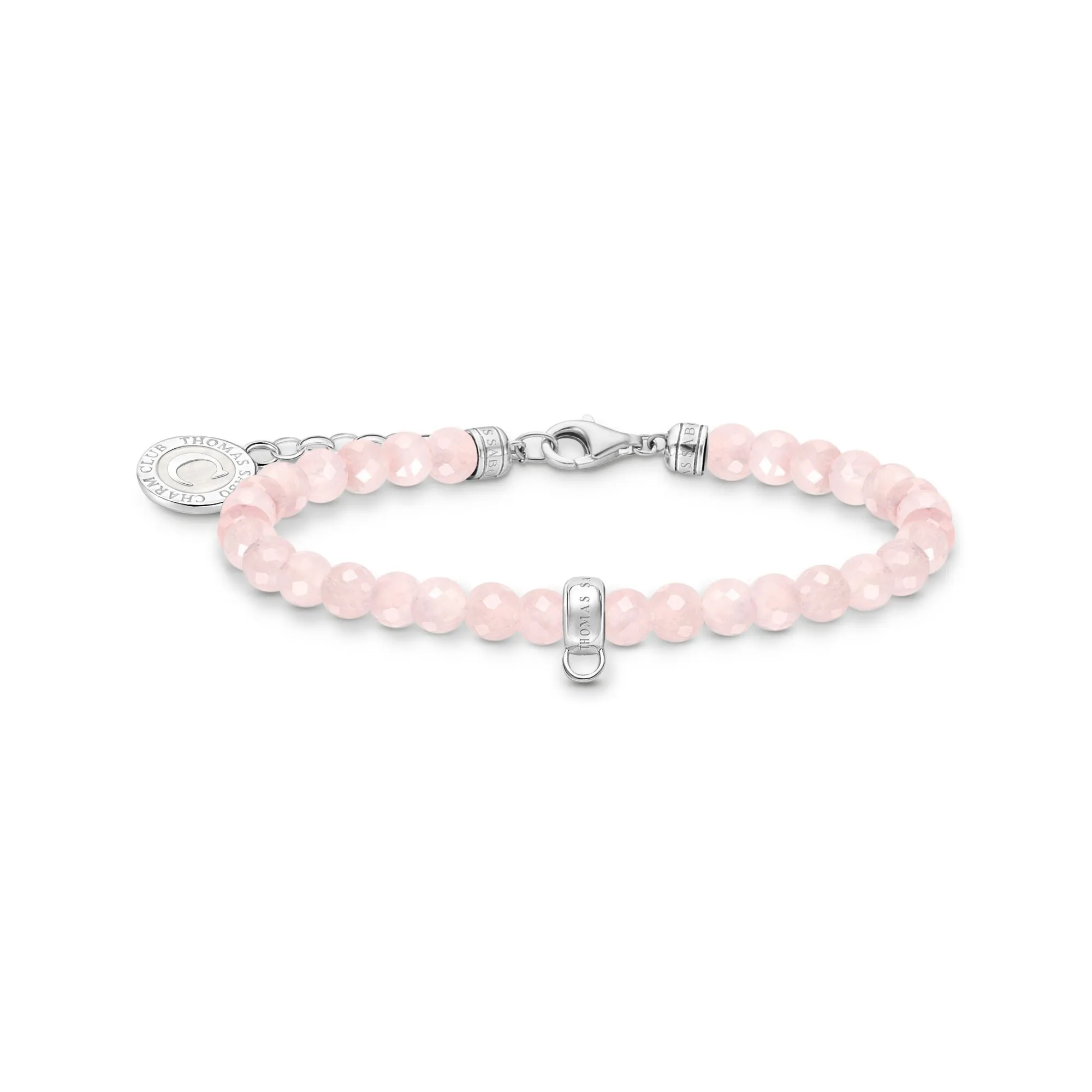 Member charm bracelet with rose quartz beads