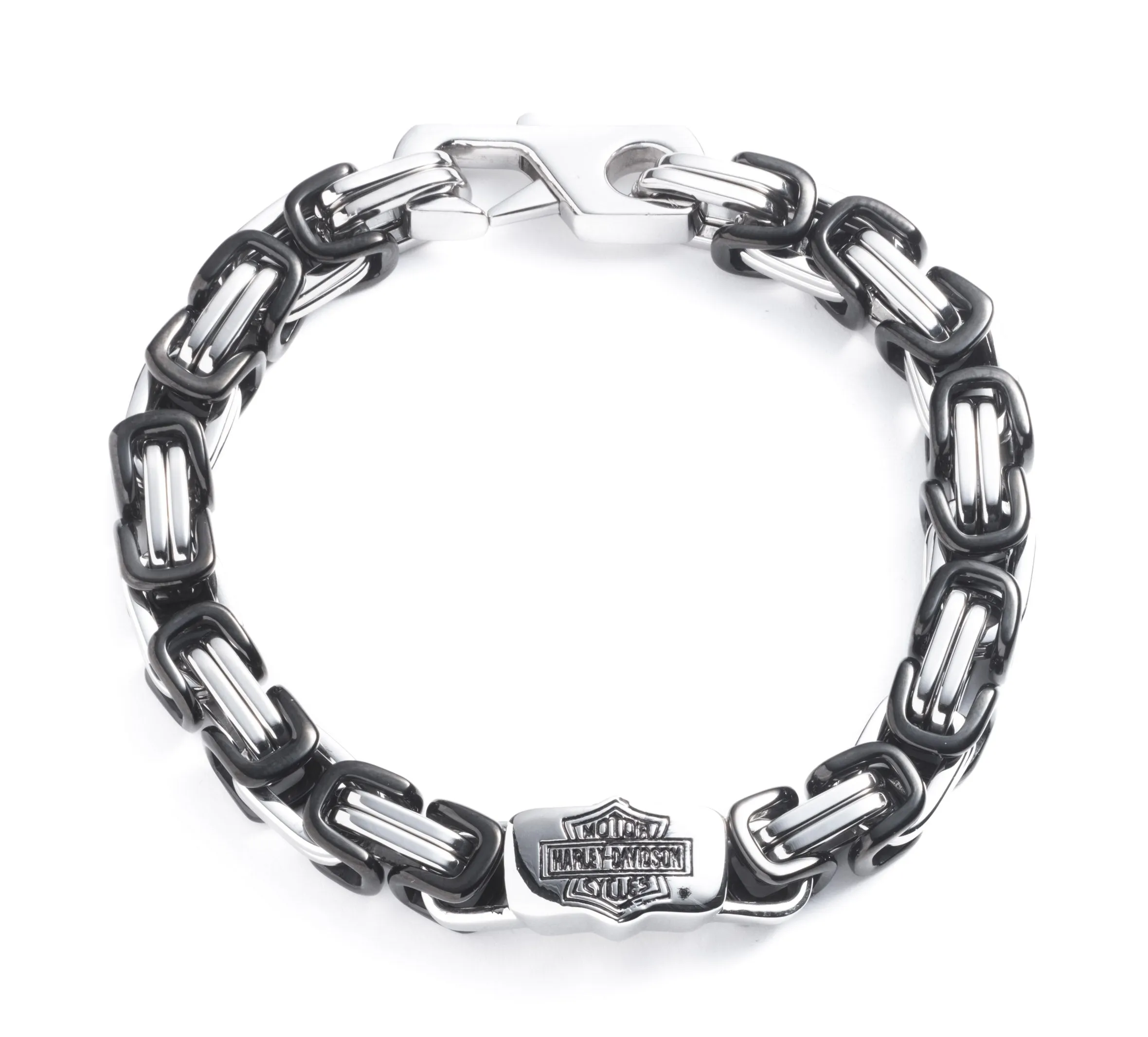 Men's Twotone Interlocked Link Logo Bracelet - Black