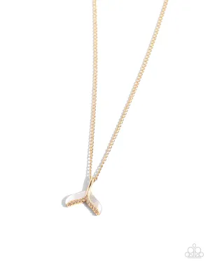 Mermaid Masterpiece - Gold - Seashell Mermaid Tail Paparazzi Short Necklace