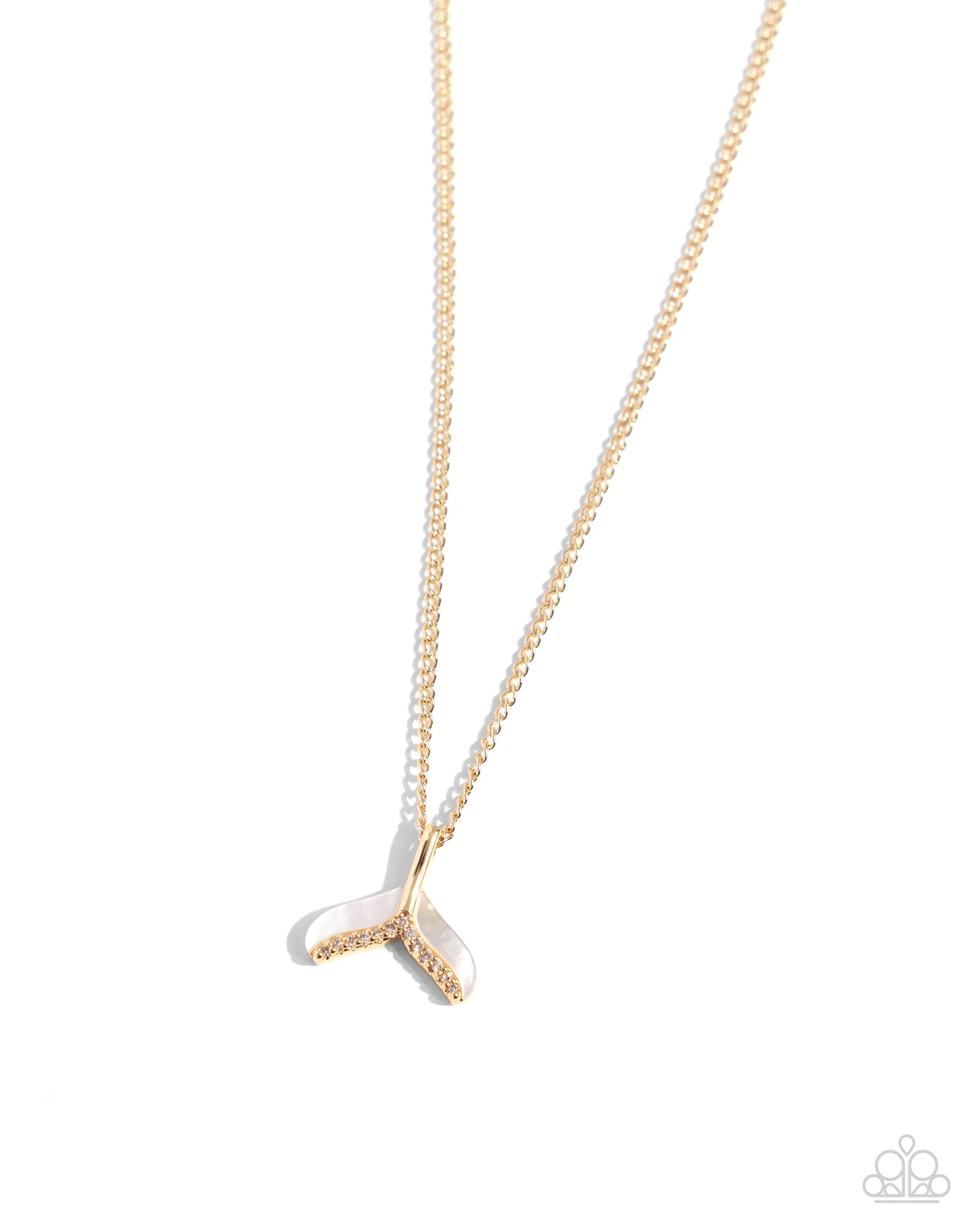 Mermaid Masterpiece - Gold - Seashell Mermaid Tail Paparazzi Short Necklace
