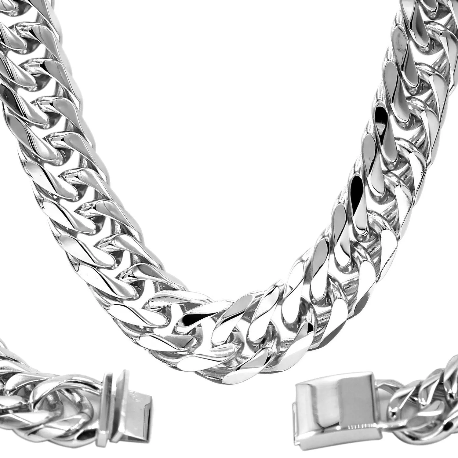 Miami Cuban Link Silver Necklace Double Link