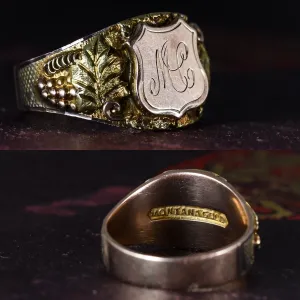 Mid Victorian Grape & Vine Montana Gold Signet Ring