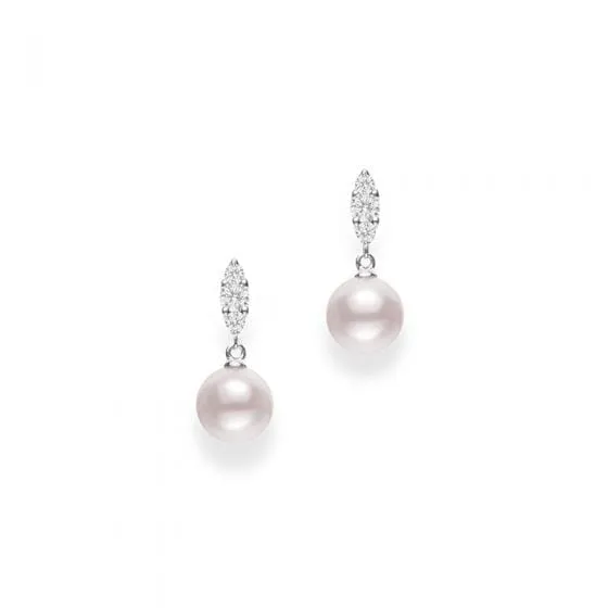 Mikimoto 18K White Gold Morning Dew Akoya Pearl Earrings