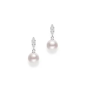 Mikimoto 18K White Gold Morning Dew Akoya Pearl Earrings