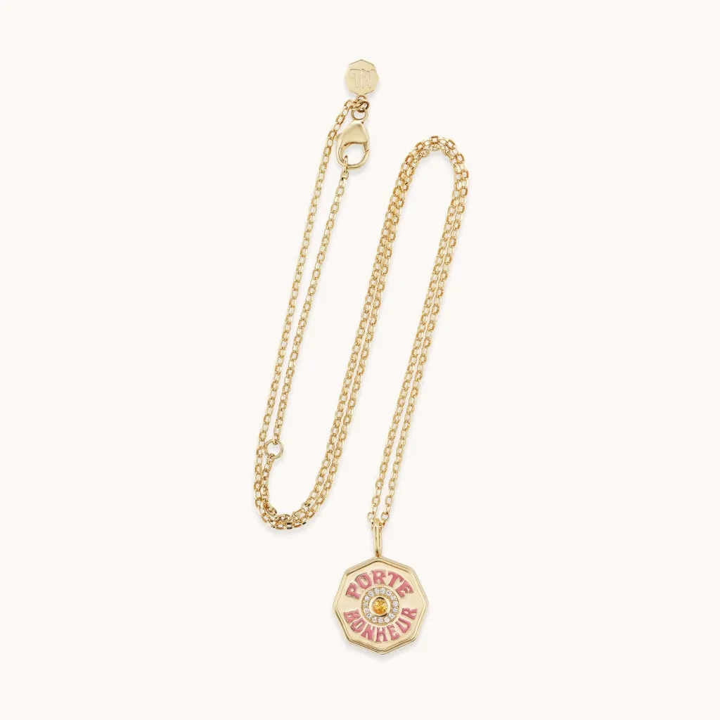 Mini Diamond Halo Porte Bonheur Citrine